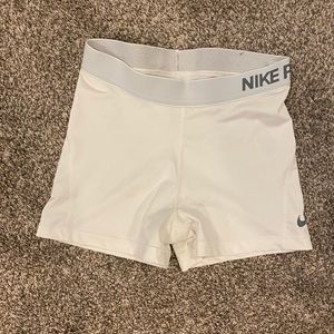 White Nike Pro Spandex shorts